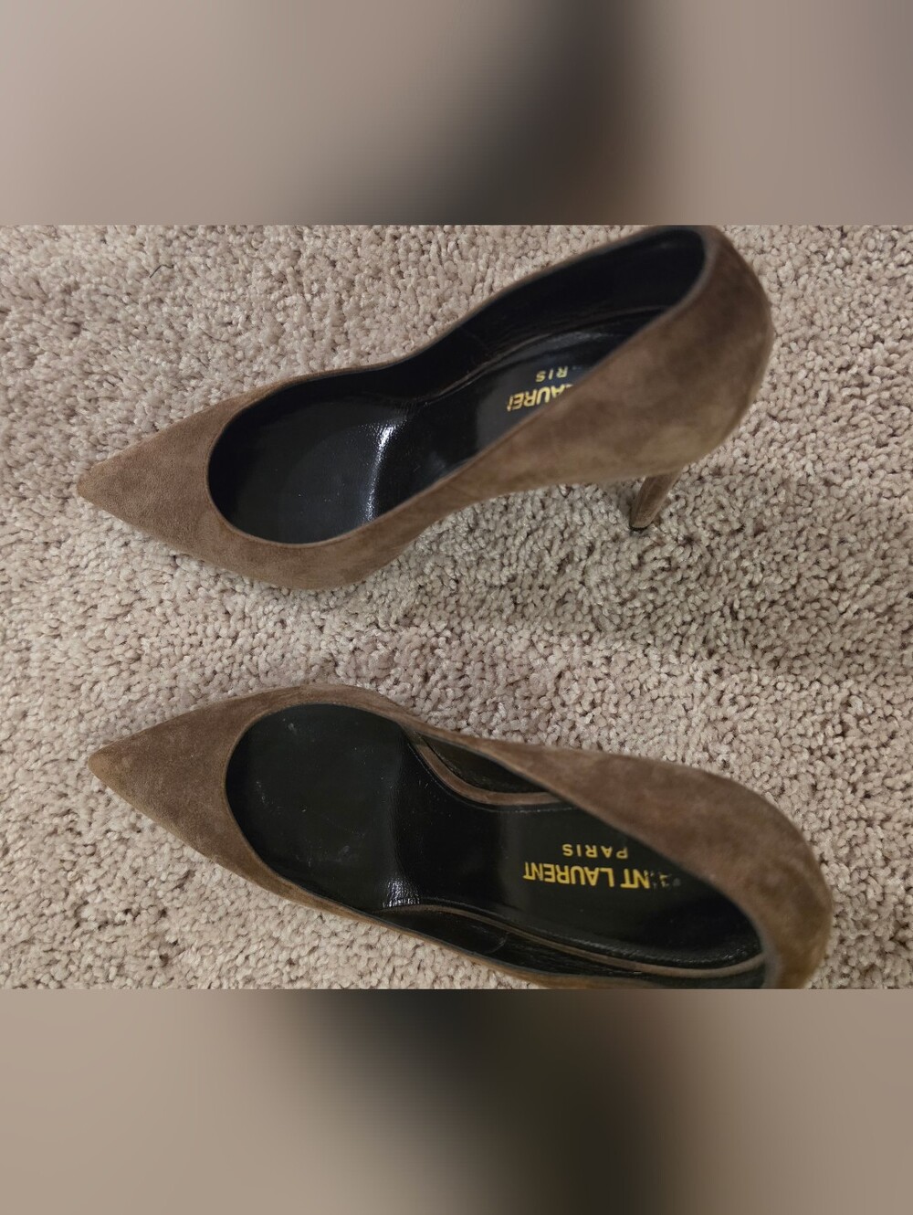 Saint Laurent Women’s Brown Suede Pointed-Toe Pumps - Picture 9 of 15